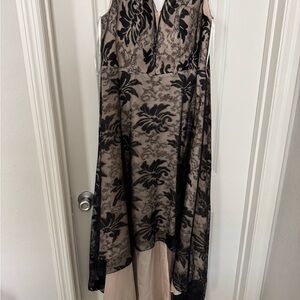 SHEIN Black and Cream High Low Dress